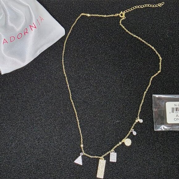 G. P. Sterling Silver Multi Shaped Pavé Swarovski Crystal Accented Pendant Neckl - Picture 3 of 4